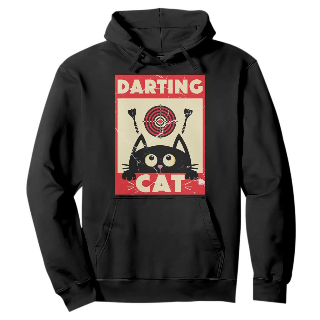 Black Cat Dart Thrower Hoodie Cat Lover Dartist Gift TS12 Black Print Your Wear