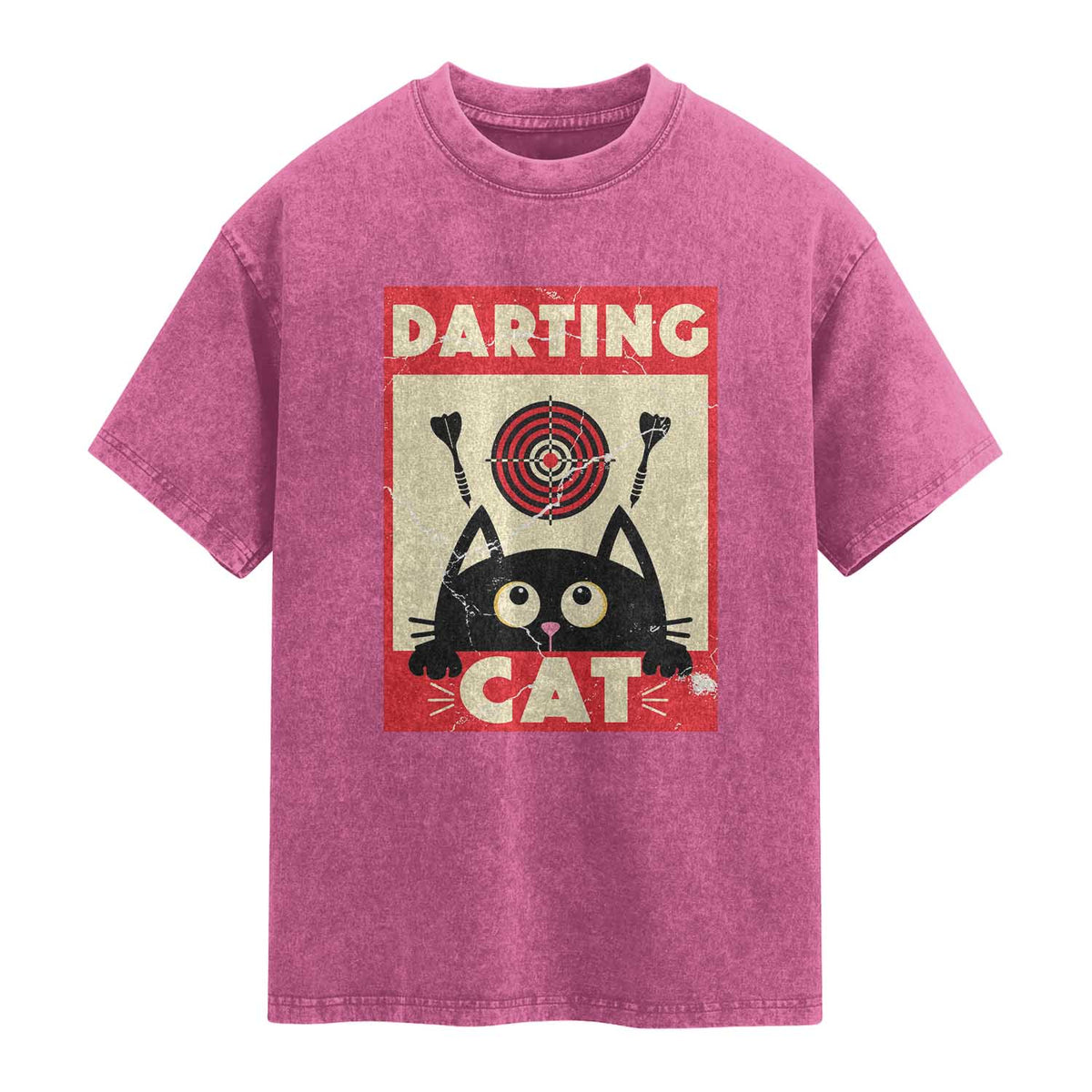 Black Cat Dart Thrower Washed Cotton T-Shirt Cat Lover Dartist Gift