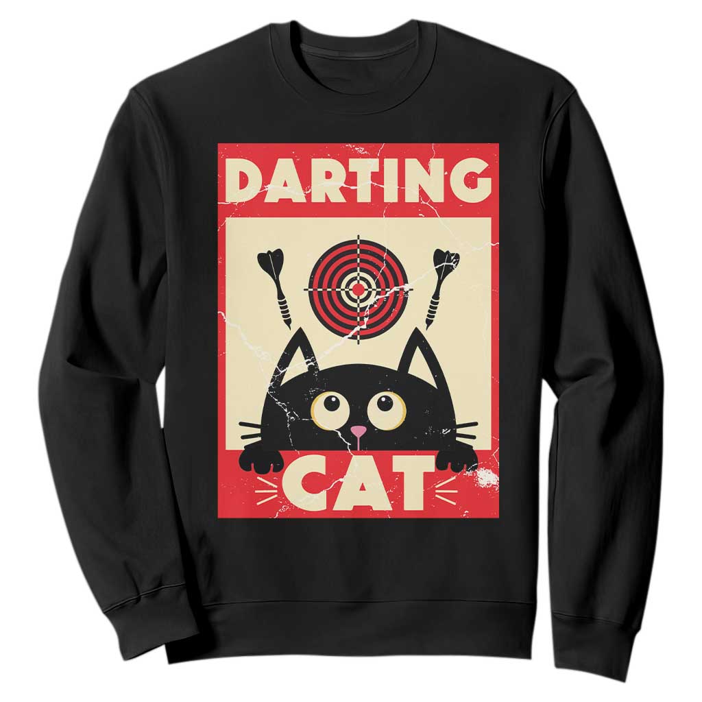 Black Cat Dart Thrower Sweatshirt Cat Lover Dartist Gift TS12 Black Print Your Wear