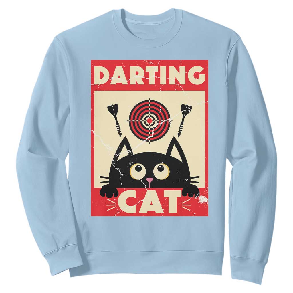 Black Cat Dart Thrower Sweatshirt Cat Lover Dartist Gift TS12 Light Blue Print Your Wear