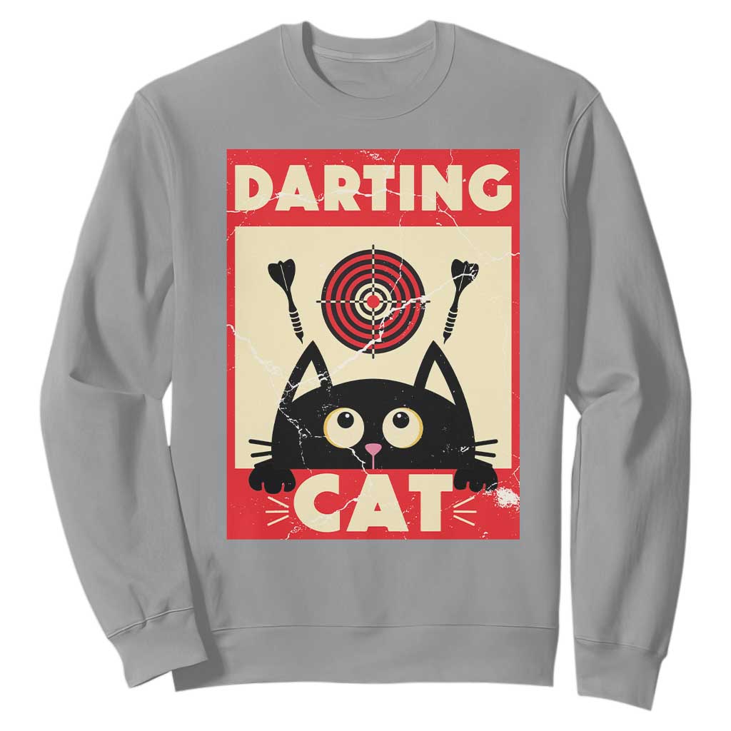 Black Cat Dart Thrower Sweatshirt Cat Lover Dartist Gift TS12 Sport Gray Print Your Wear