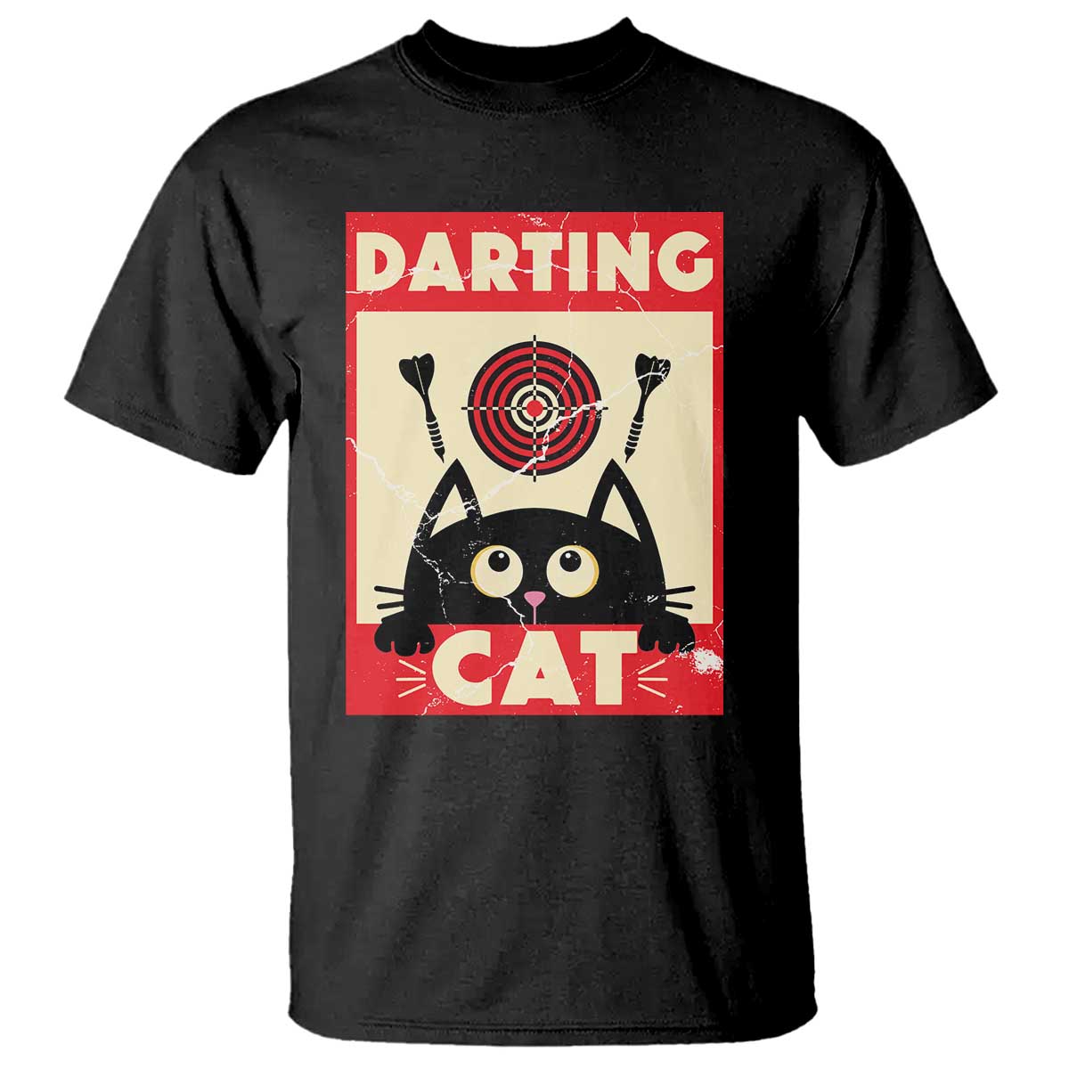 Black Cat Dart Thrower T Shirt Cat Lover Dartist Gift TS12 Black Print Your Wear