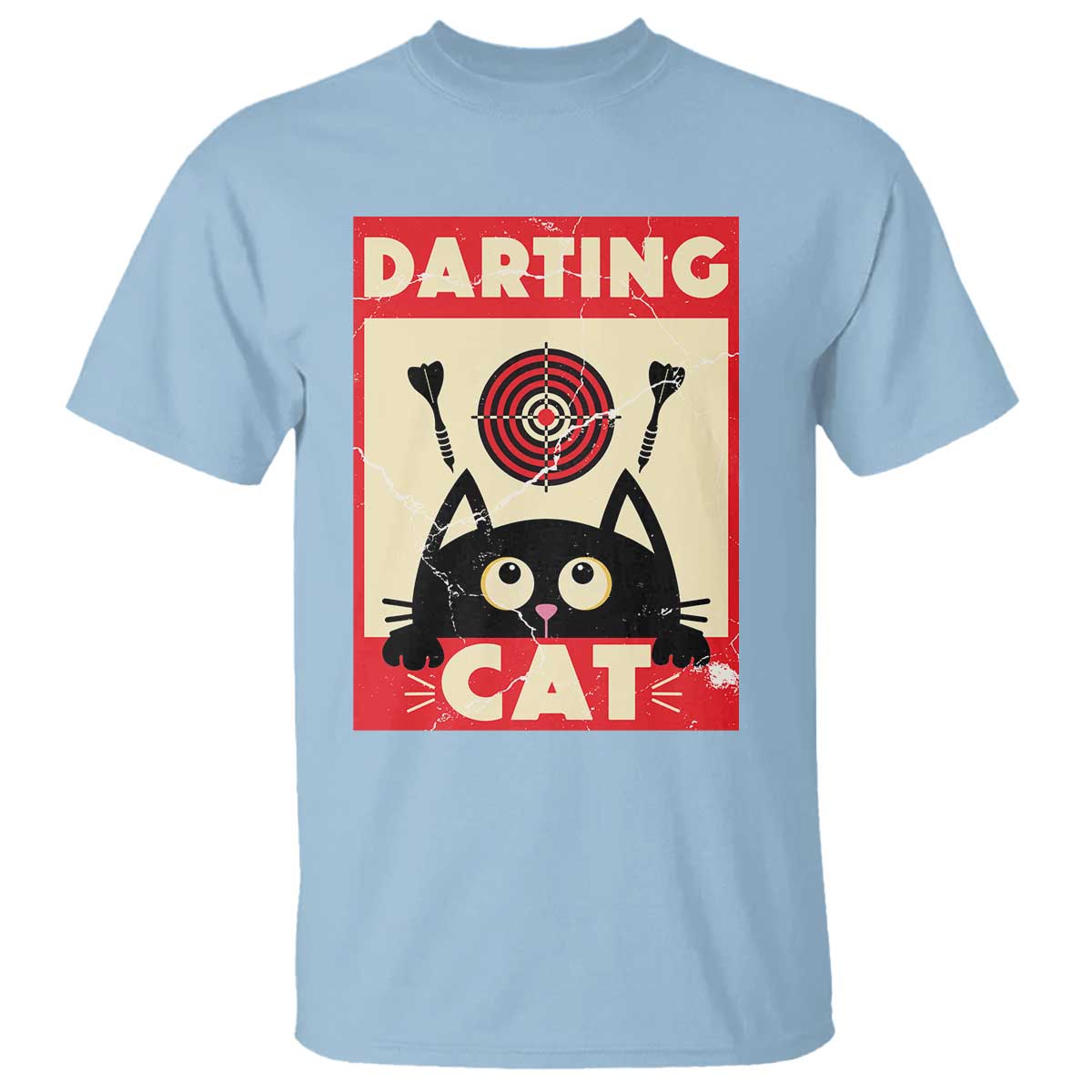 Black Cat Dart Thrower T Shirt Cat Lover Dartist Gift TS12 Light Blue Print Your Wear