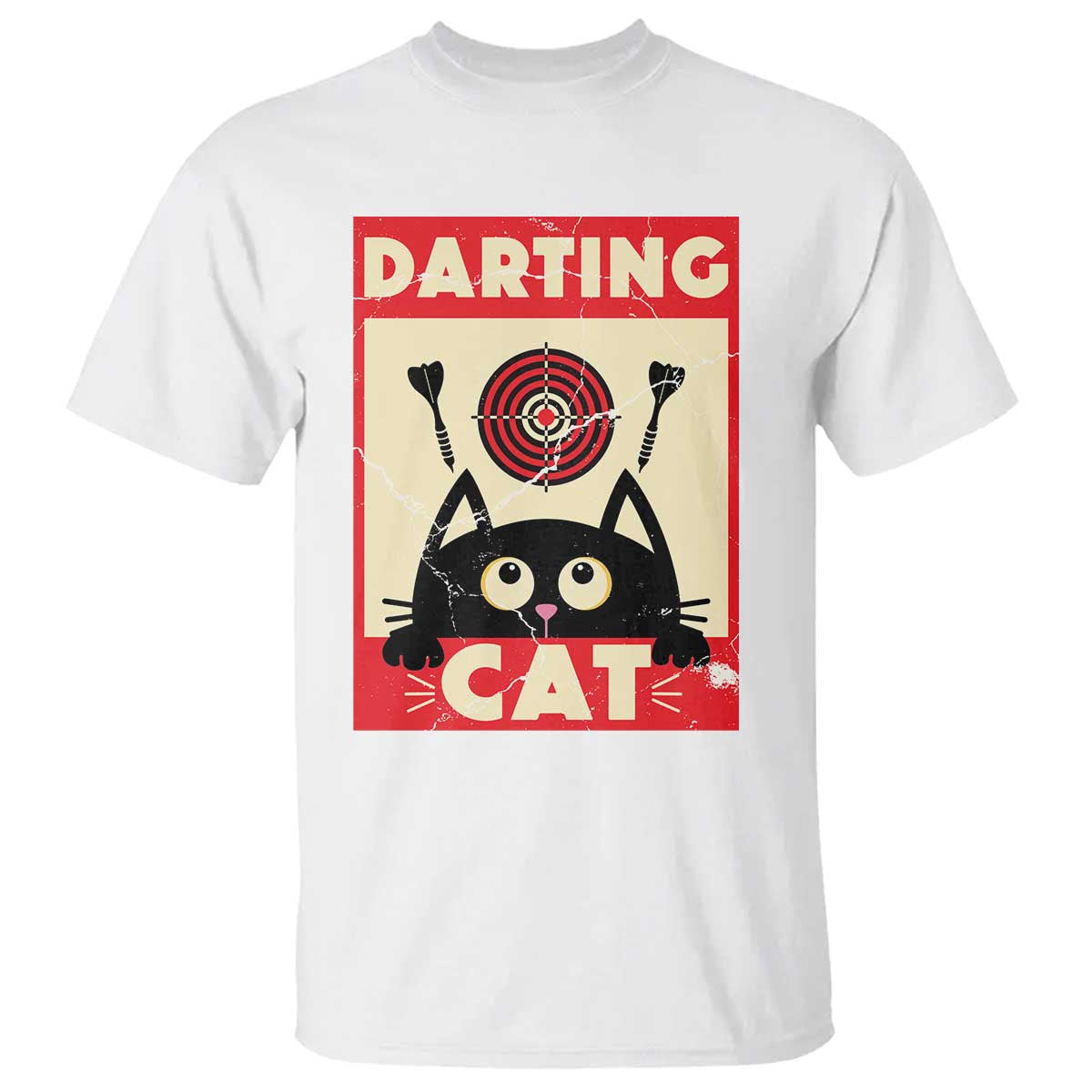 Black Cat Dart Thrower T Shirt Cat Lover Dartist Gift TS12 White Print Your Wear