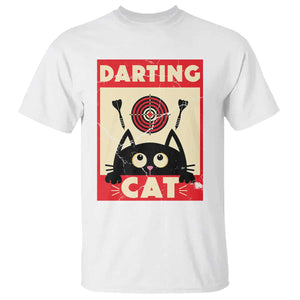 Black Cat Dart Thrower T Shirt Cat Lover Dartist Gift TS12 White Print Your Wear