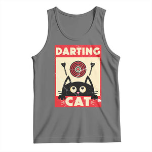 Black Cat Dart Thrower Tank Top Cat Lover Dartist Gift TS12 Black Heather Print Your Wear