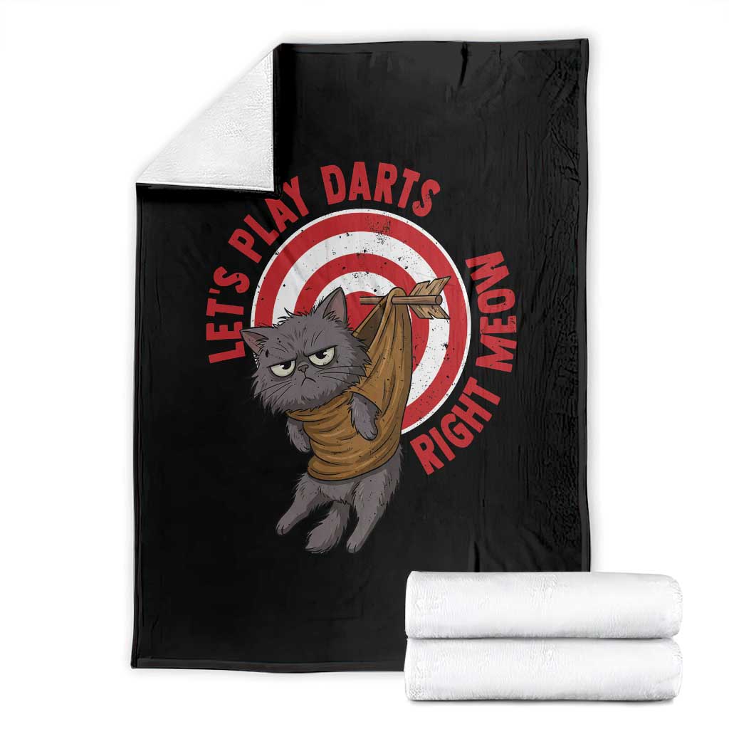Funny Cat Darts Lover Throw Blanket Lets Play Darts Right Meow TS12 Black Print Your Wear