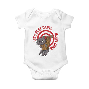 Funny Cat Darts Lover Baby Onesie Lets Play Darts Right Meow TS12 White Print Your Wear