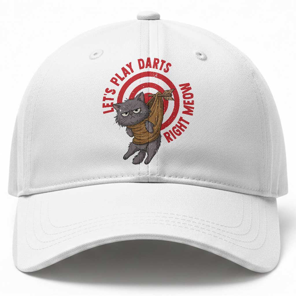 Funny Cat Darts Lover Baseball Cap Lets Play Darts Right Meow TS12 Print Your Wear