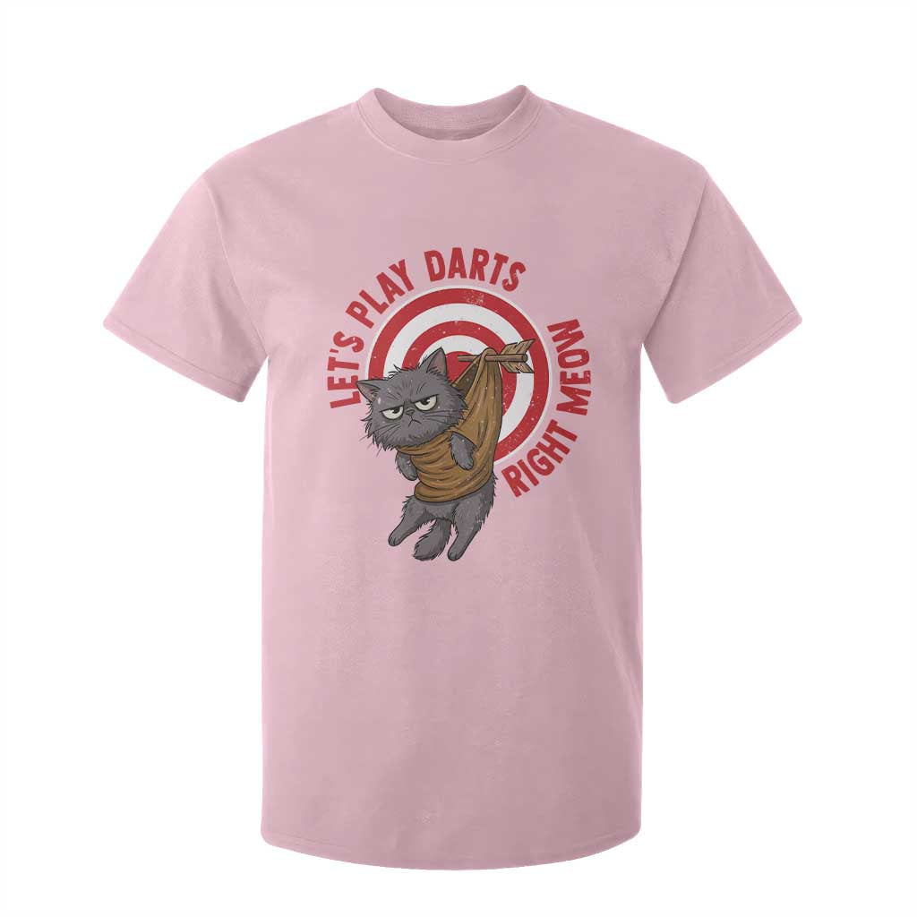 Funny Cat Darts Lover T Shirt For Kid Lets Play Darts Right Meow TS12 Light Pink Print Your Wear