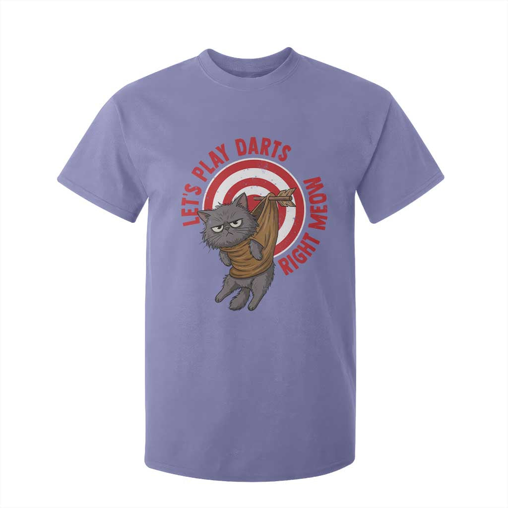 Funny Cat Darts Lover T Shirt For Kid Lets Play Darts Right Meow TS12 Violet Print Your Wear