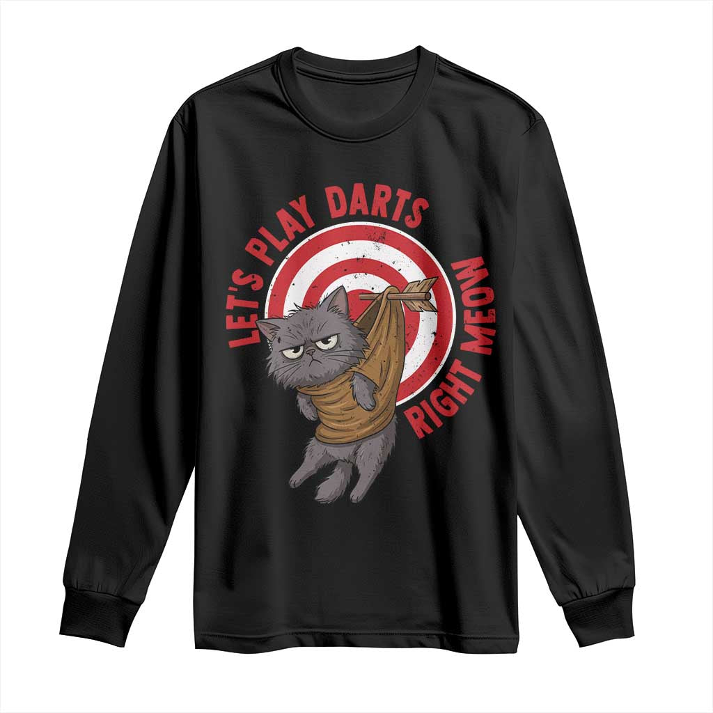 Funny Cat Darts Lover Long Sleeve Shirt Lets Play Darts Right Meow TS12 Black Print Your Wear