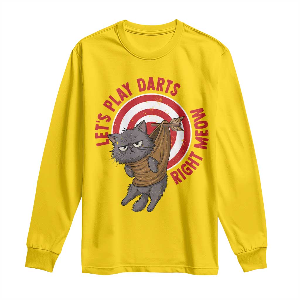 Funny Cat Darts Lover Long Sleeve Shirt Lets Play Darts Right Meow TS12 Daisy Print Your Wear