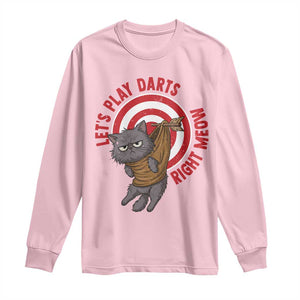Funny Cat Darts Lover Long Sleeve Shirt Lets Play Darts Right Meow TS12 Light Pink Print Your Wear