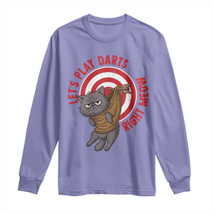 Funny Cat Darts Lover Long Sleeve Shirt Lets Play Darts Right Meow TS12 Violet Print Your Wear