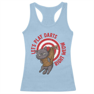 Funny Cat Darts Lover Racerback Tank Top Lets Play Darts Right Meow TS12 Light Blue Print Your Wear
