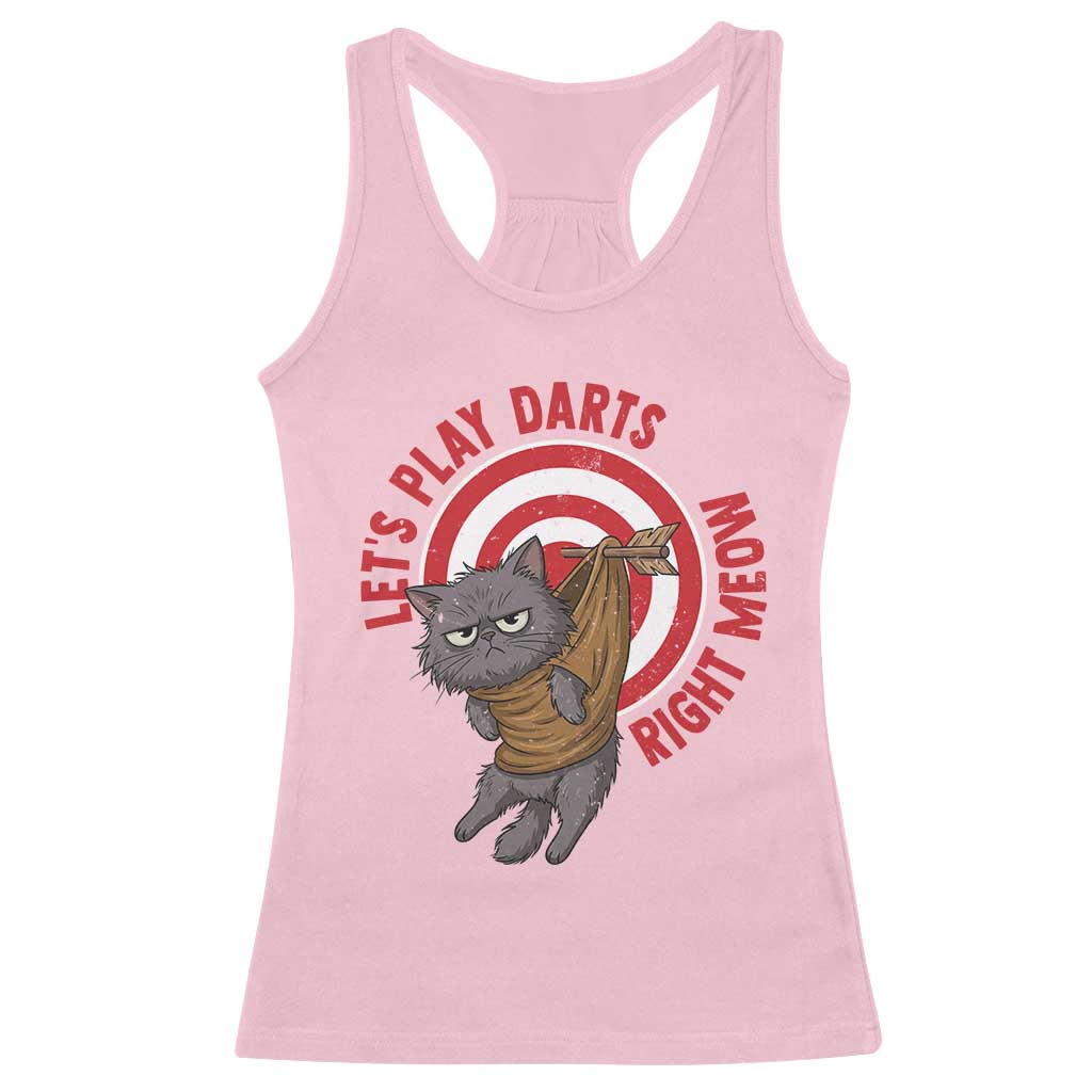 Funny Cat Darts Lover Racerback Tank Top Lets Play Darts Right Meow TS12 Light Pink Print Your Wear