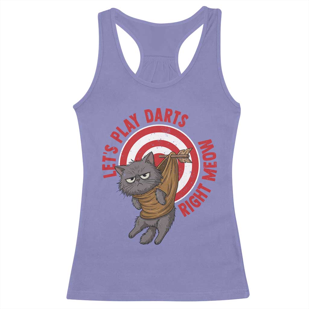 Funny Cat Darts Lover Racerback Tank Top Lets Play Darts Right Meow TS12 Violet Print Your Wear
