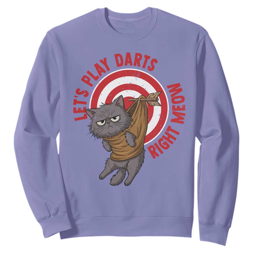 Funny Cat Darts Lover Sweatshirt Lets Play Darts Right Meow TS12 Violet Print Your Wear