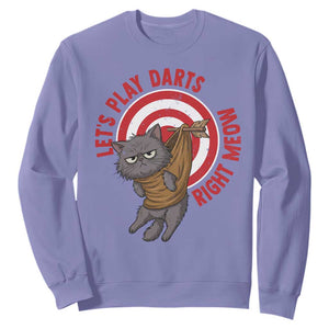 Funny Cat Darts Lover Sweatshirt Lets Play Darts Right Meow TS12 Violet Print Your Wear