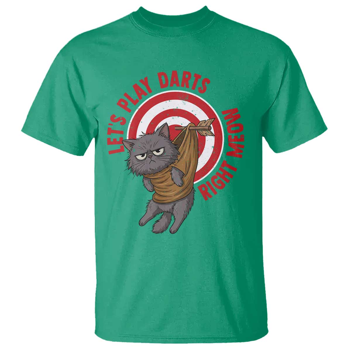Funny Cat Darts Lover T Shirt Lets Play Darts Right Meow TS12 Irish Green Print Your Wear