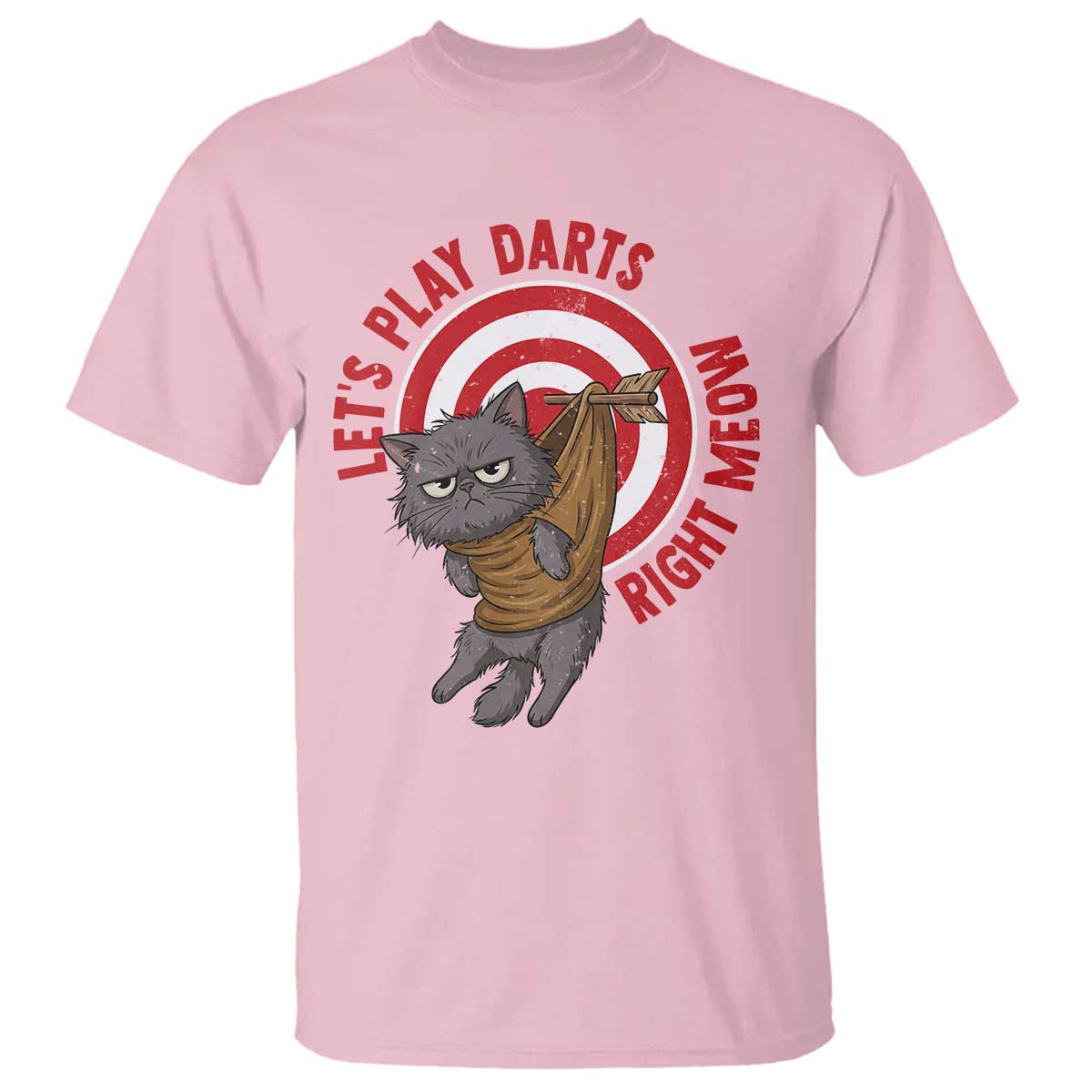 Funny Cat Darts Lover T Shirt Lets Play Darts Right Meow TS12 Light Pink Print Your Wear