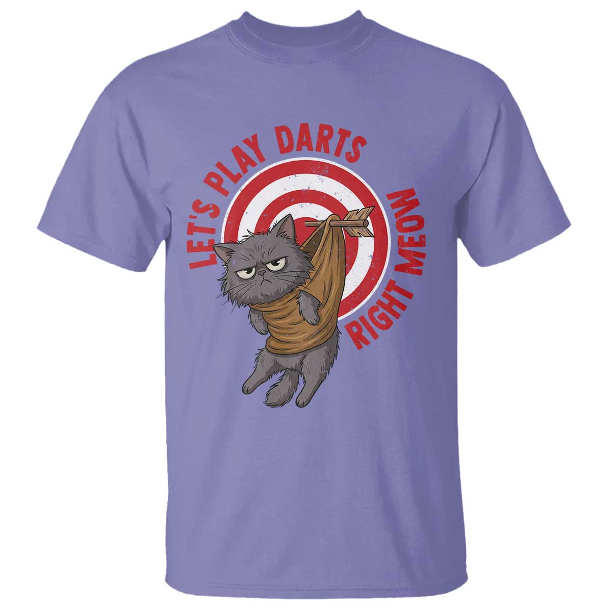 Funny Cat Darts Lover T Shirt Lets Play Darts Right Meow TS12 Violet Print Your Wear