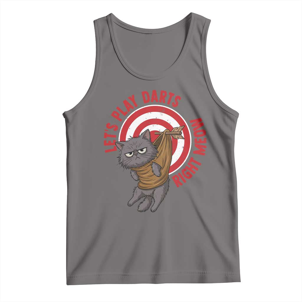 Funny Cat Darts Lover Tank Top Lets Play Darts Right Meow TS12 Deep Heather Print Your Wear