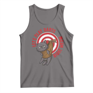 Funny Cat Darts Lover Tank Top Lets Play Darts Right Meow TS12 Deep Heather Print Your Wear