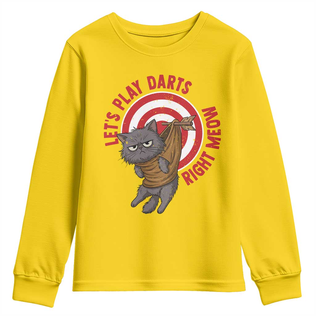 Funny Cat Darts Lover Youth Sweatshirt Lets Play Darts Right Meow TS12 Daisy Print Your Wear