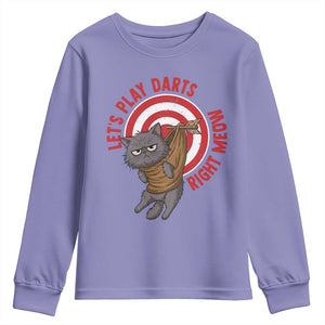 Funny Cat Darts Lover Youth Sweatshirt Lets Play Darts Right Meow TS12 Violet Print Your Wear