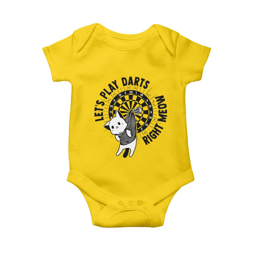 Lets Play Darts Right Meow Baby Onesie Cute Cat Dart Player Pub Game Gift TS12 Daisy Print Your Wear