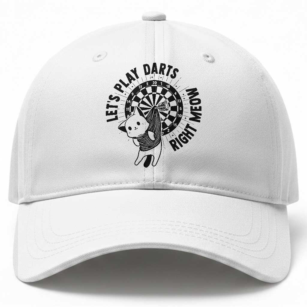 Lets Play Darts Right Meow Baseball Cap Cute Cat Dart Player Pub Game Gift TS12 Print Your Wear