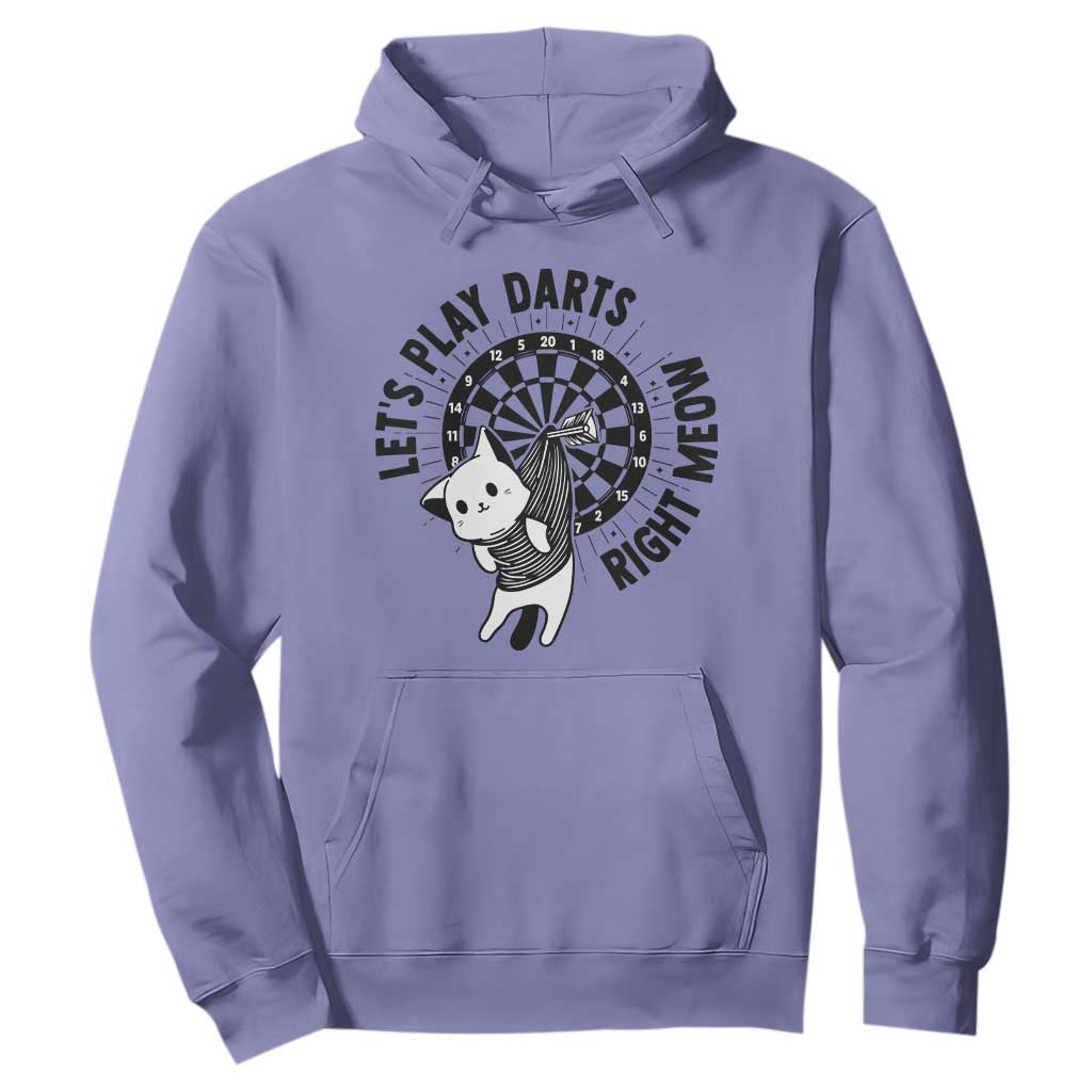 Lets Play Darts Right Meow Hoodie Cute Cat Dart Player Pub Game Gift TS12 Violet Print Your Wear