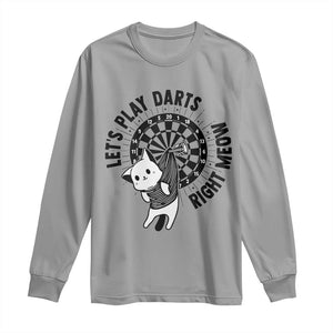 Lets Play Darts Right Meow Long Sleeve Shirt Cute Cat Dart Player Pub Game Gift TS12 Sport Gray Print Your Wear