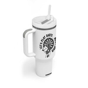 Lets Play Darts Right Meow Tumbler With Handle Cute Cat Dart Player Pub Game Gift TS12 Print Your Wear