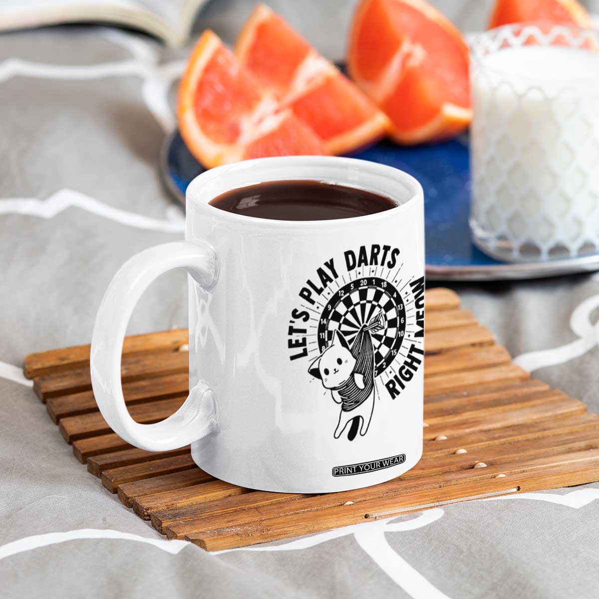 Lets Play Darts Right Meow Coffee Mug Cute Cat Dart Player Pub Game Gift TS12 Print Your Wear