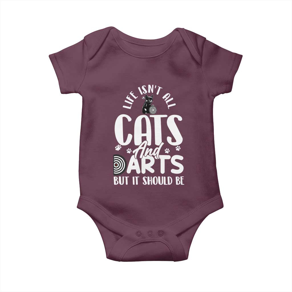 Kitty Lover Dartist Gift Baby Onesie Life Should Be Cats And Darts TS12 Maroon Print Your Wear