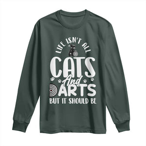 Kitty Lover Dartist Gift Long Sleeve Shirt Life Should Be Cats And Darts TS12 Dark Forest Green Print Your Wear