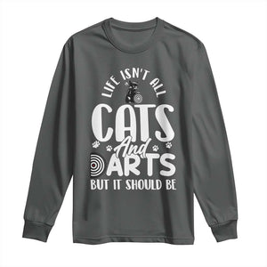 Kitty Lover Dartist Gift Long Sleeve Shirt Life Should Be Cats And Darts TS12 Dark Heather Print Your Wear
