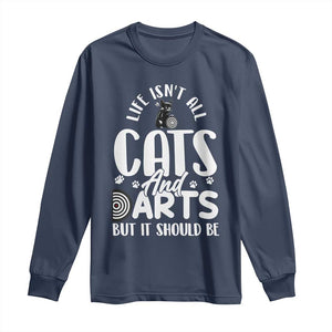 Kitty Lover Dartist Gift Long Sleeve Shirt Life Should Be Cats And Darts TS12 Navy Print Your Wear
