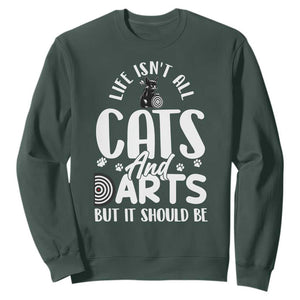 Kitty Lover Dartist Gift Sweatshirt Life Should Be Cats And Darts TS12 Dark Forest Green Print Your Wear