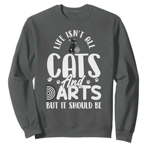 Kitty Lover Dartist Gift Sweatshirt Life Should Be Cats And Darts TS12 Dark Heather Print Your Wear