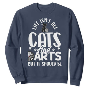 Kitty Lover Dartist Gift Sweatshirt Life Should Be Cats And Darts TS12 Navy Print Your Wear
