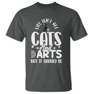 Kitty Lover Dartist Gift T Shirt Life Should Be Cats And Darts TS12 Dark Heather Print Your Wear