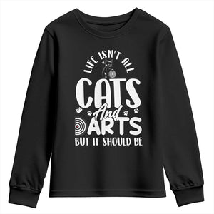 Kitty Lover Dartist Gift Youth Sweatshirt Life Should Be Cats And Darts TS12 Black Print Your Wear