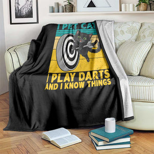 Funny Retro Sunset Cat Darts Throw Blanket I Pet Cats I Play Darts And I Know Things TS12 Print Your Wear