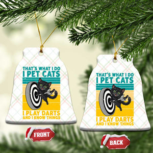 Funny Retro Sunset Cat Darts Ceramic Ornament I Pet Cats I Play Darts And I Know Things TS12 Print Your Wear