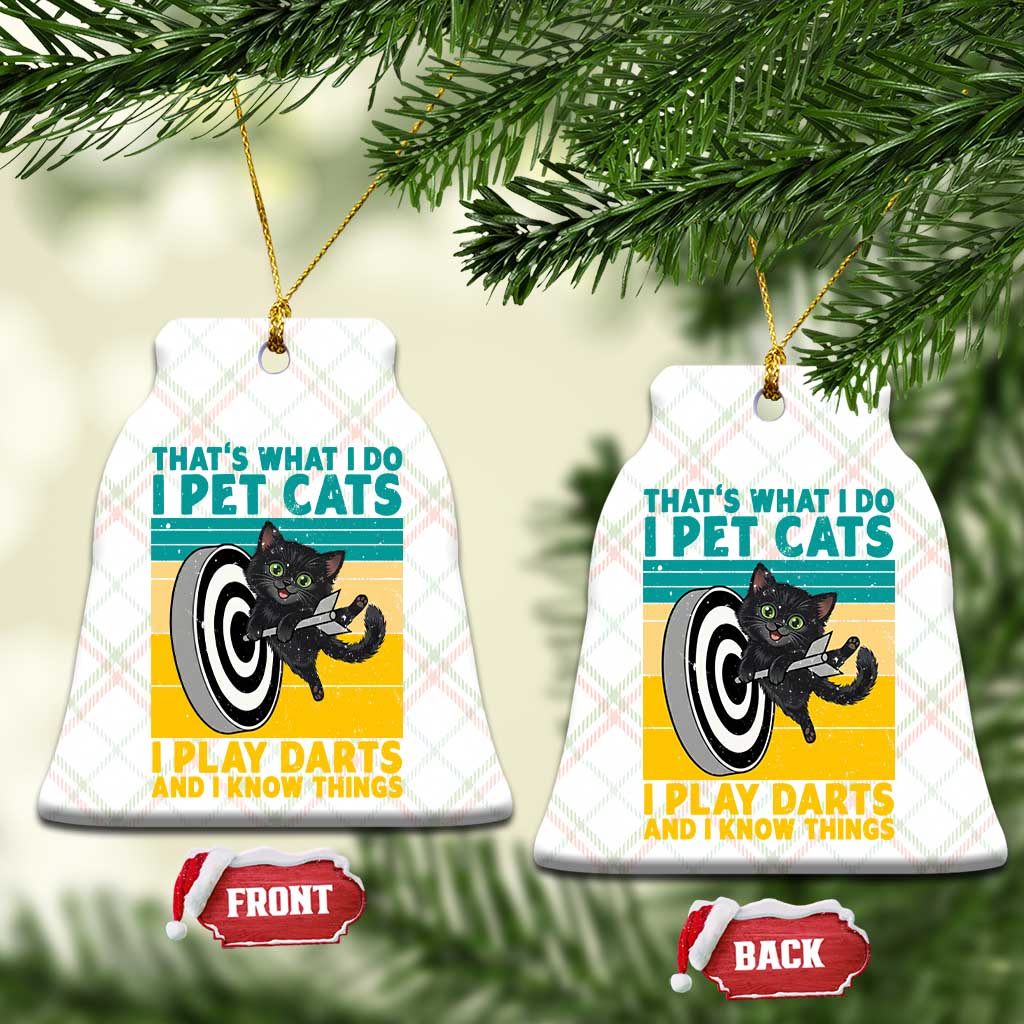 Funny Retro Sunset Cat Darts Ceramic Ornament I Pet Cats I Play Darts And I Know Things TS12 Print Your Wear