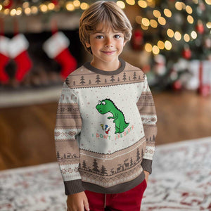 Funny Dinosaur Short Arms Problem Ugly Christmas Sweater I Do Not Like Darts TS12 Mocha Mousse Print Your Wear